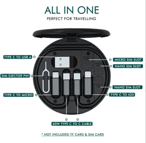 6 in 1 Magnetic Travel utility cable kit supports fast charging