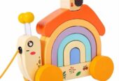 Wudly Wooden Snail Stacker Pull Along