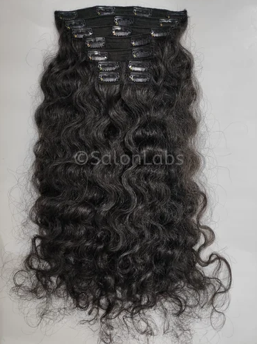 Clip in human hair extensions