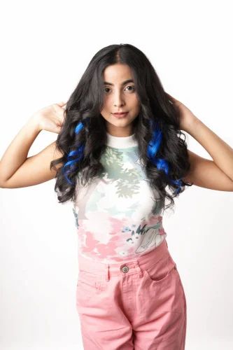 Women Blue Color Streaks