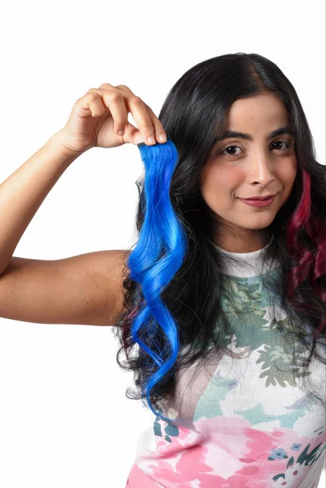 Women Blue Color Streaks