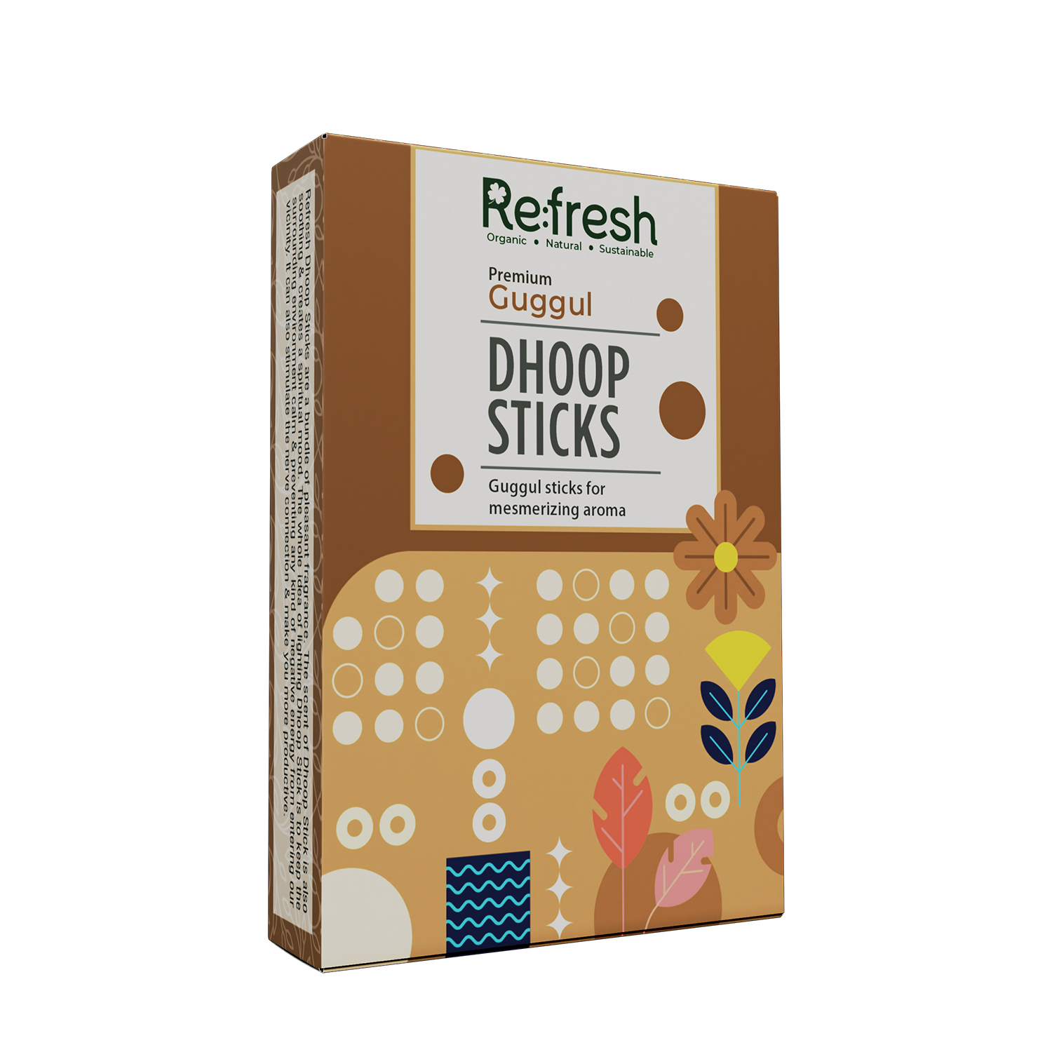 Refresh Premium Guggul Dhoop Sticks 45g (Charcoal-free)