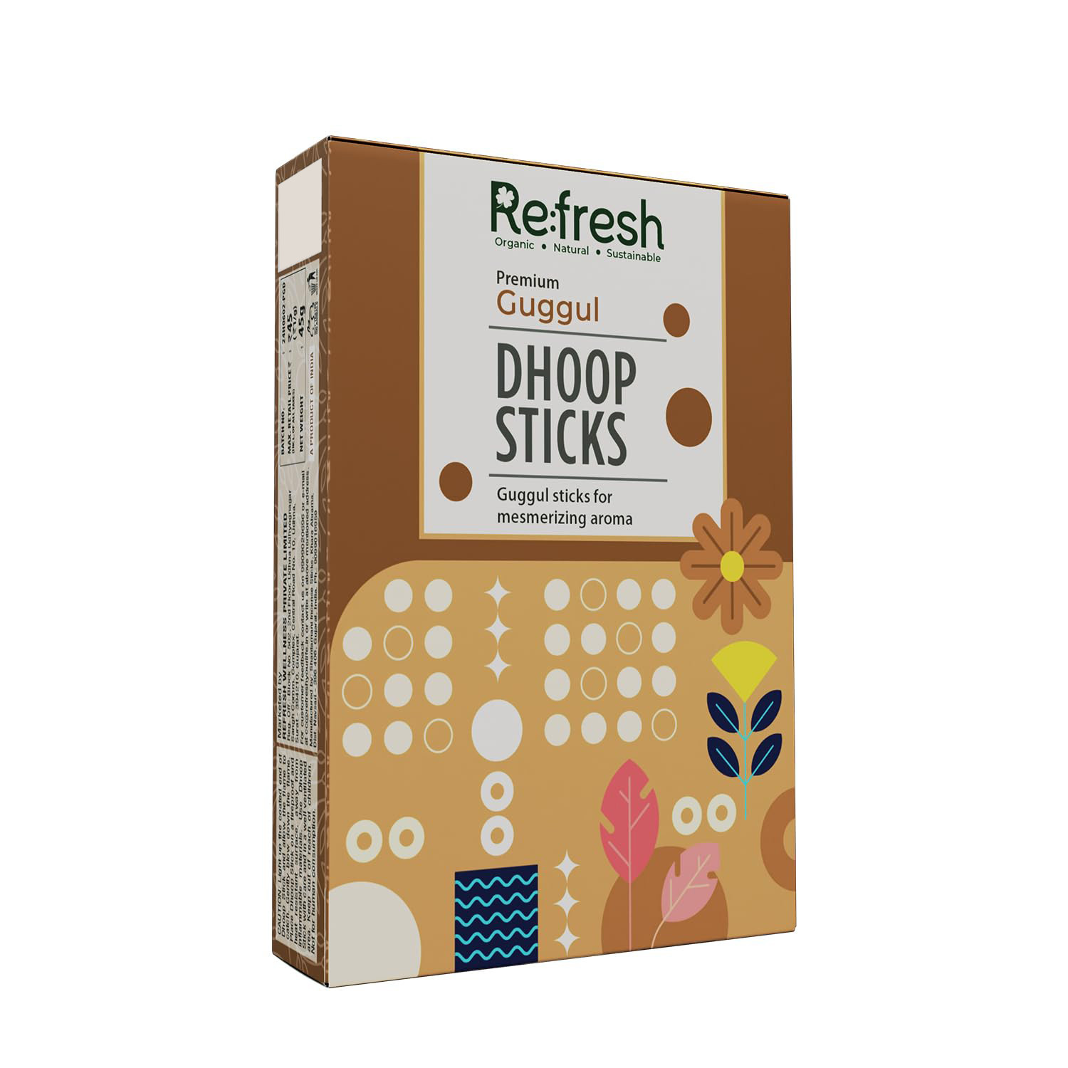 Refresh Premium Guggul Dhoop Sticks 45g (Charcoal-free)